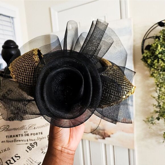 DEBORAH New York Classic Black Gold Hat Fancy Derby Sequined Mesh Embellish Deborah New York | Accessories | Deborah New York Classic  main image 4